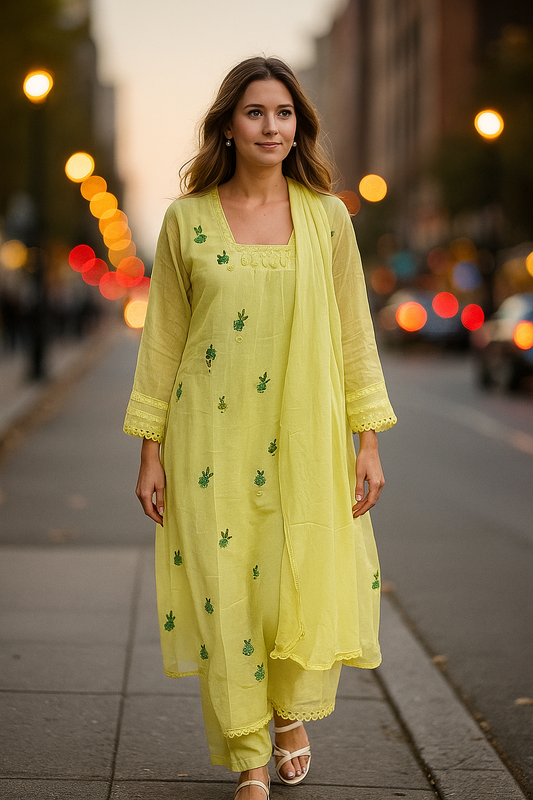 Premium Mal Mal Cotton Kurta Set with Dupatta | Soft & Lightweight Ethnic Wear for Women