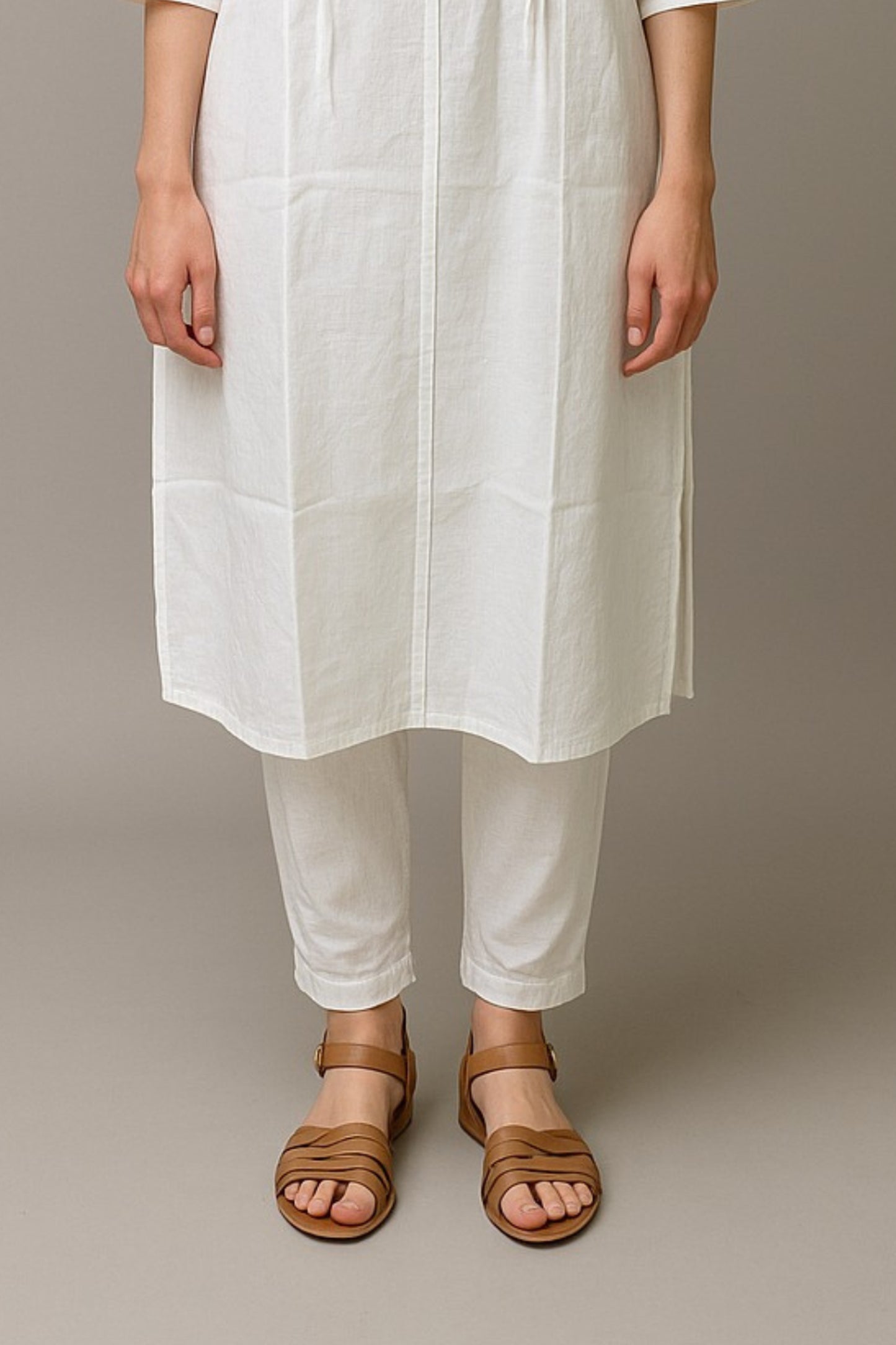 Elegant White Embroidered Kurti Set