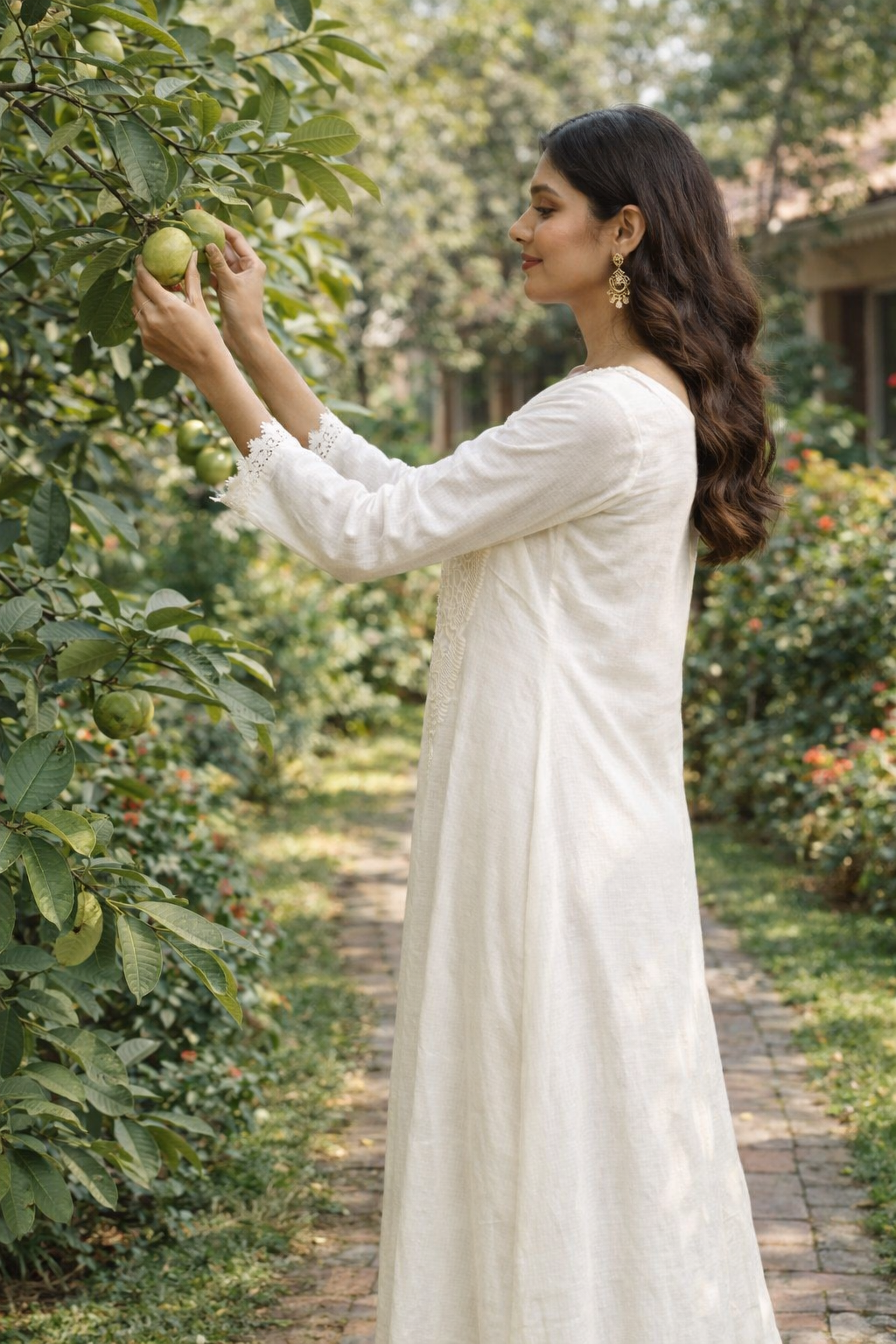 Women’s Supernet Cotton Long Dress with Cotton Inner – White A-Line Ethnic Dress, Lightweight Summer Dress