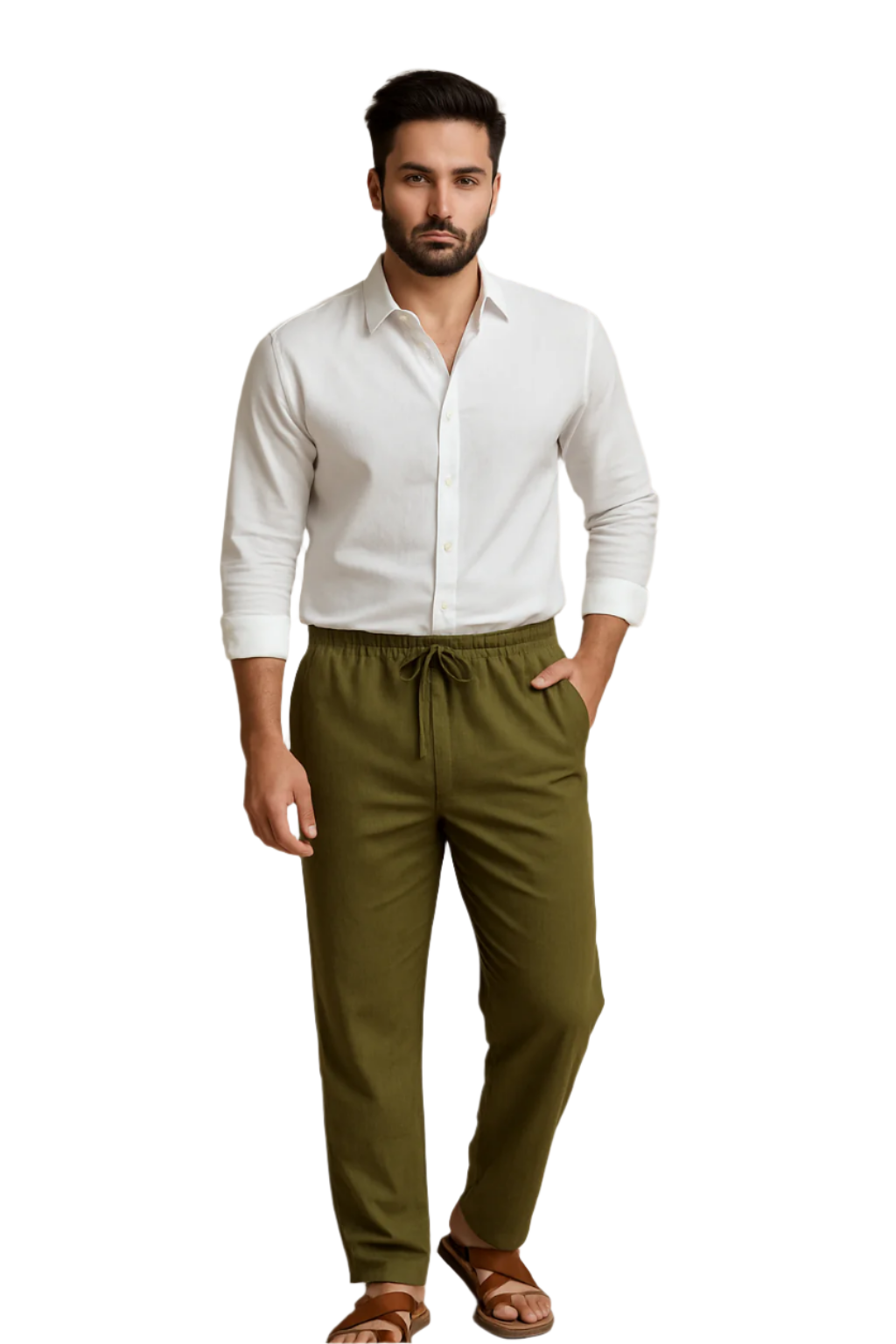 Men's Olive Khadi Cotton Pants