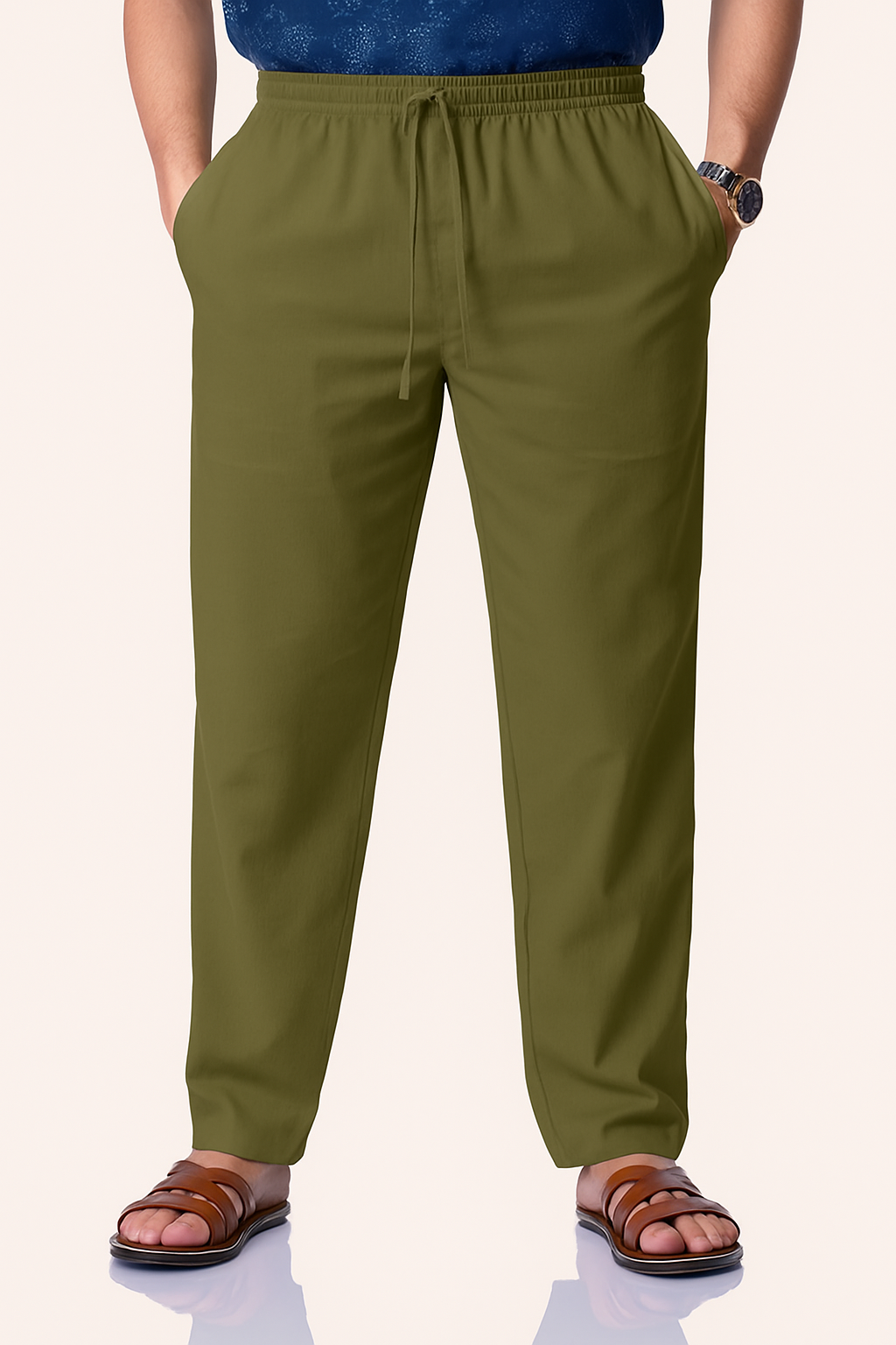 Men's Olive Khadi Cotton Pants