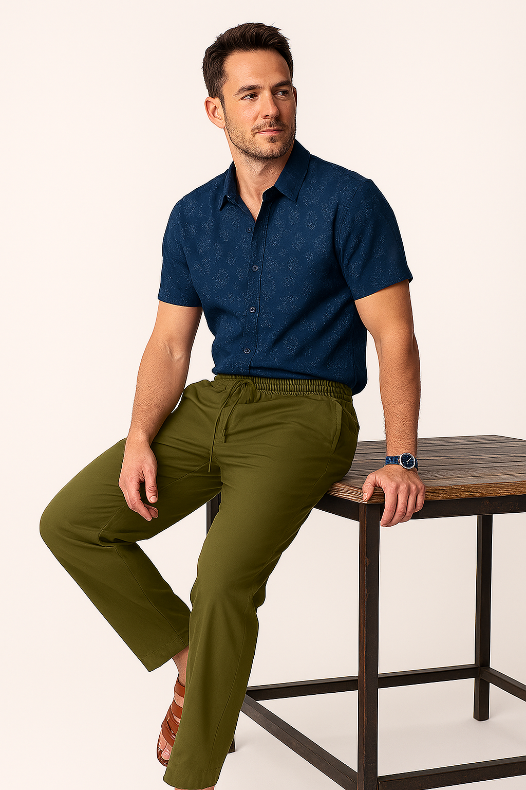 Men's Olive Khadi Cotton Pants