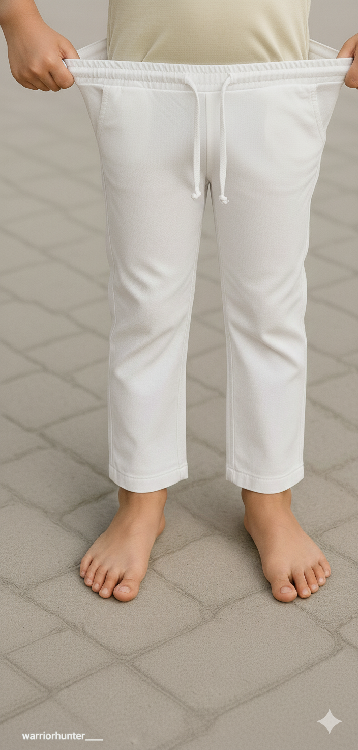 Kids White Cotton Pajama Pants with Elastic Waist & 2 Pockets – Comfortable Daily & Ethnic Wear for Boys