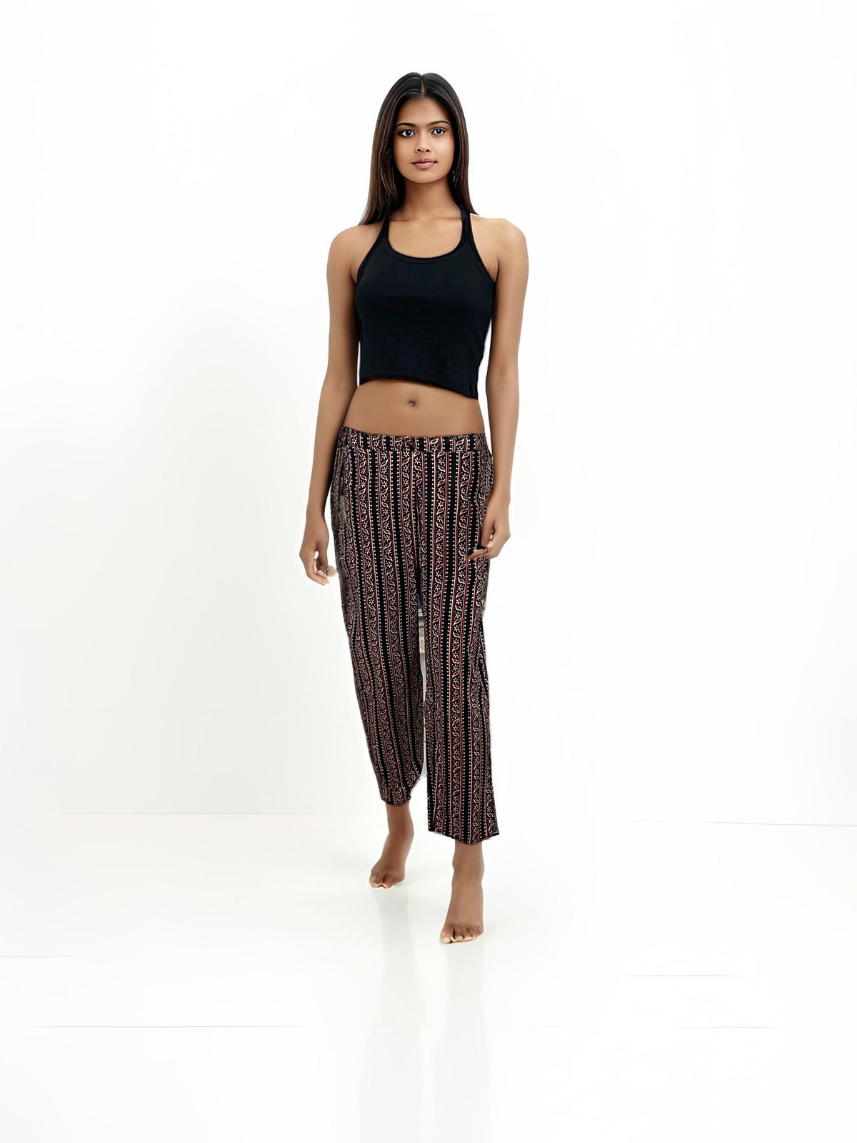 Printed Straight-Fit Cotton Pants
