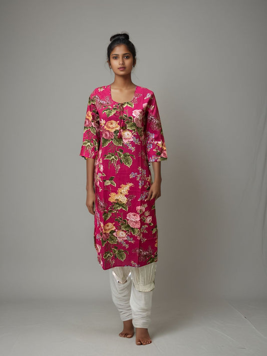 Floral Hand-Block Printed Cotton Kurti