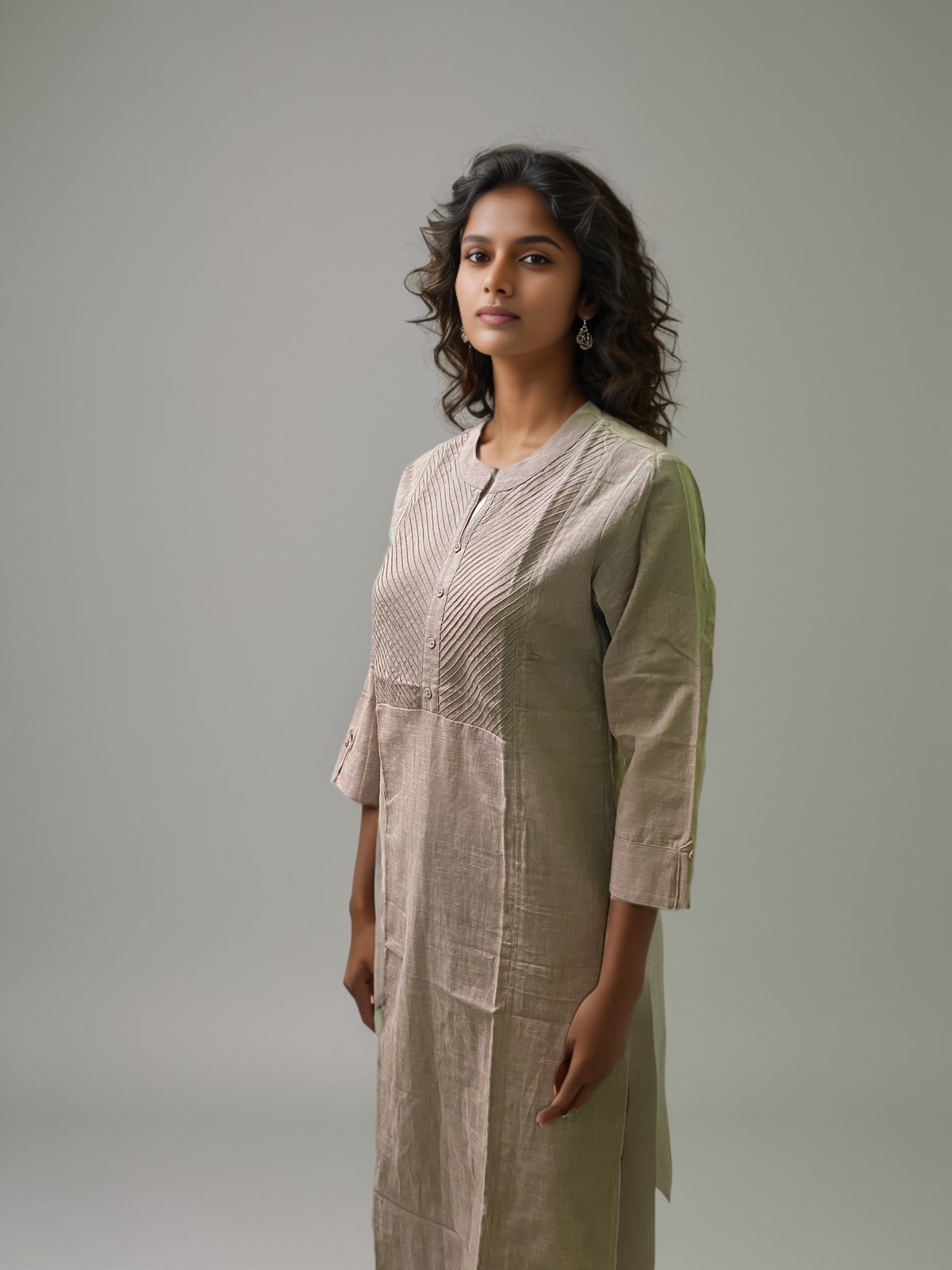 Elegant Beige Cotton Kurti