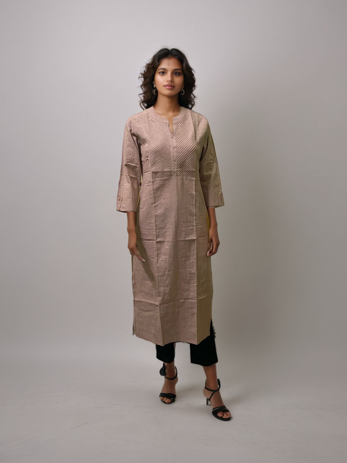 Elegant Beige Cotton Kurti