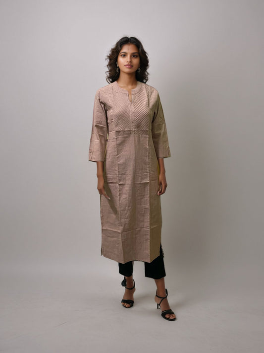 Elegant Beige Cotton Kurti