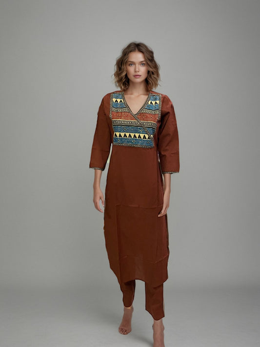 Rust Elegance: Handcrafted Ethnic Suit Set