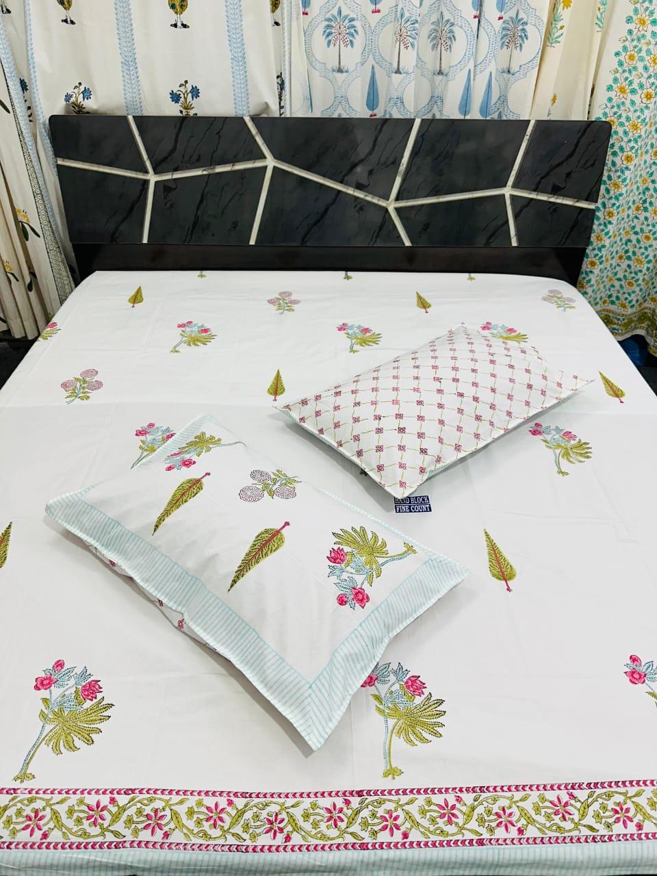Fine Count Cotton Hand Block Printed Bedsheet – Premium Quality