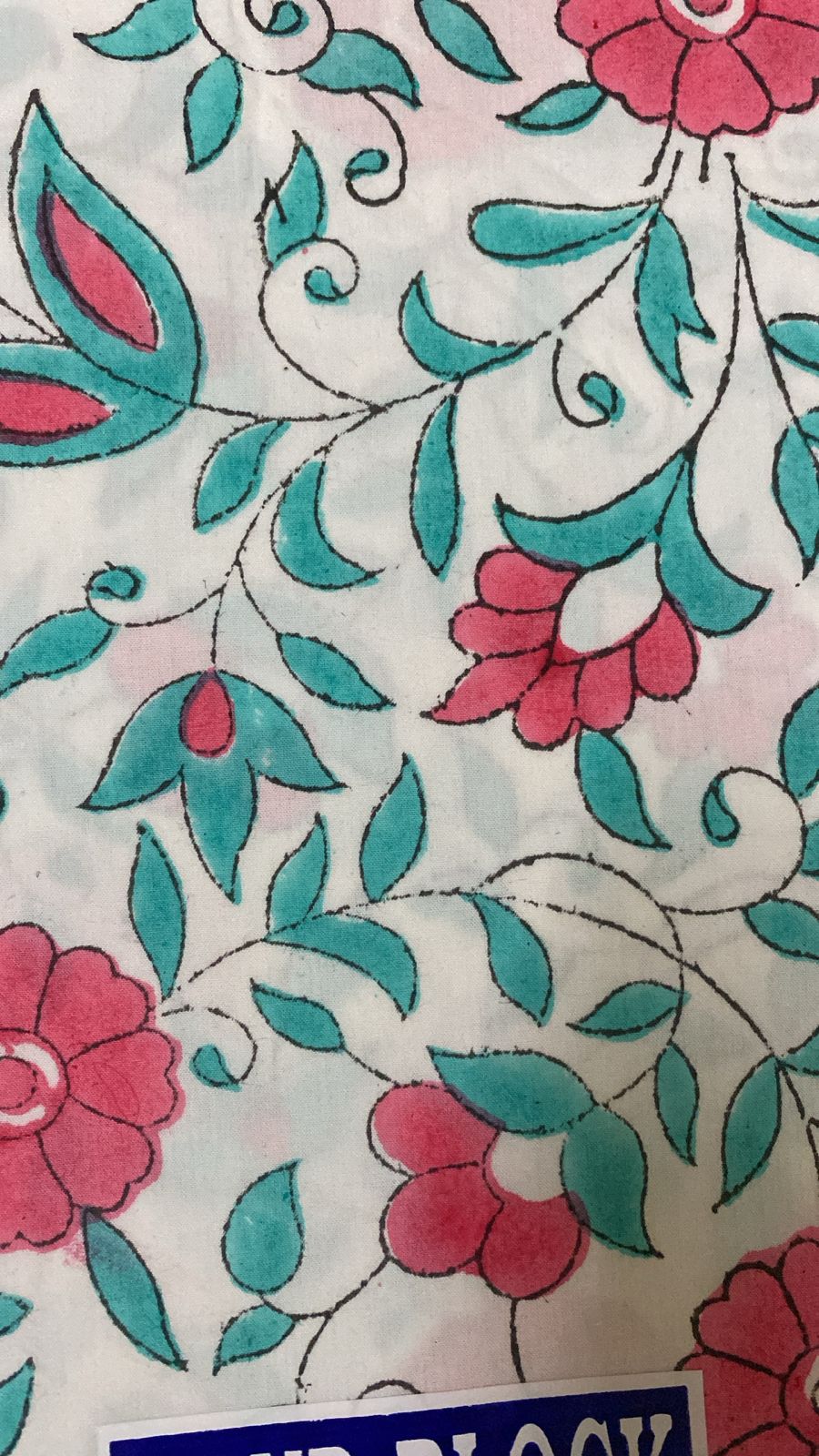 Elegant Handblock Print Bedsheet – Floral Leaf Motif, Fine Cotton