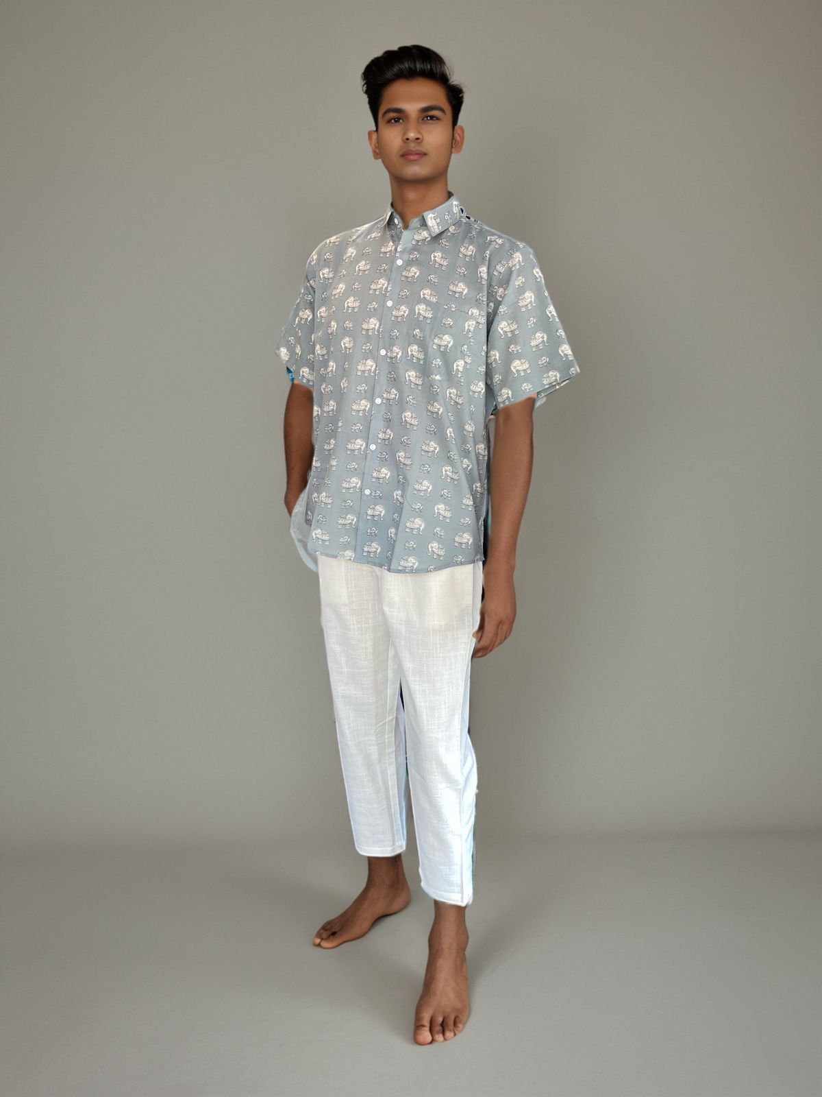 Elephant Block Print Cotton Shirt – Natural Comfort by Natural Fab