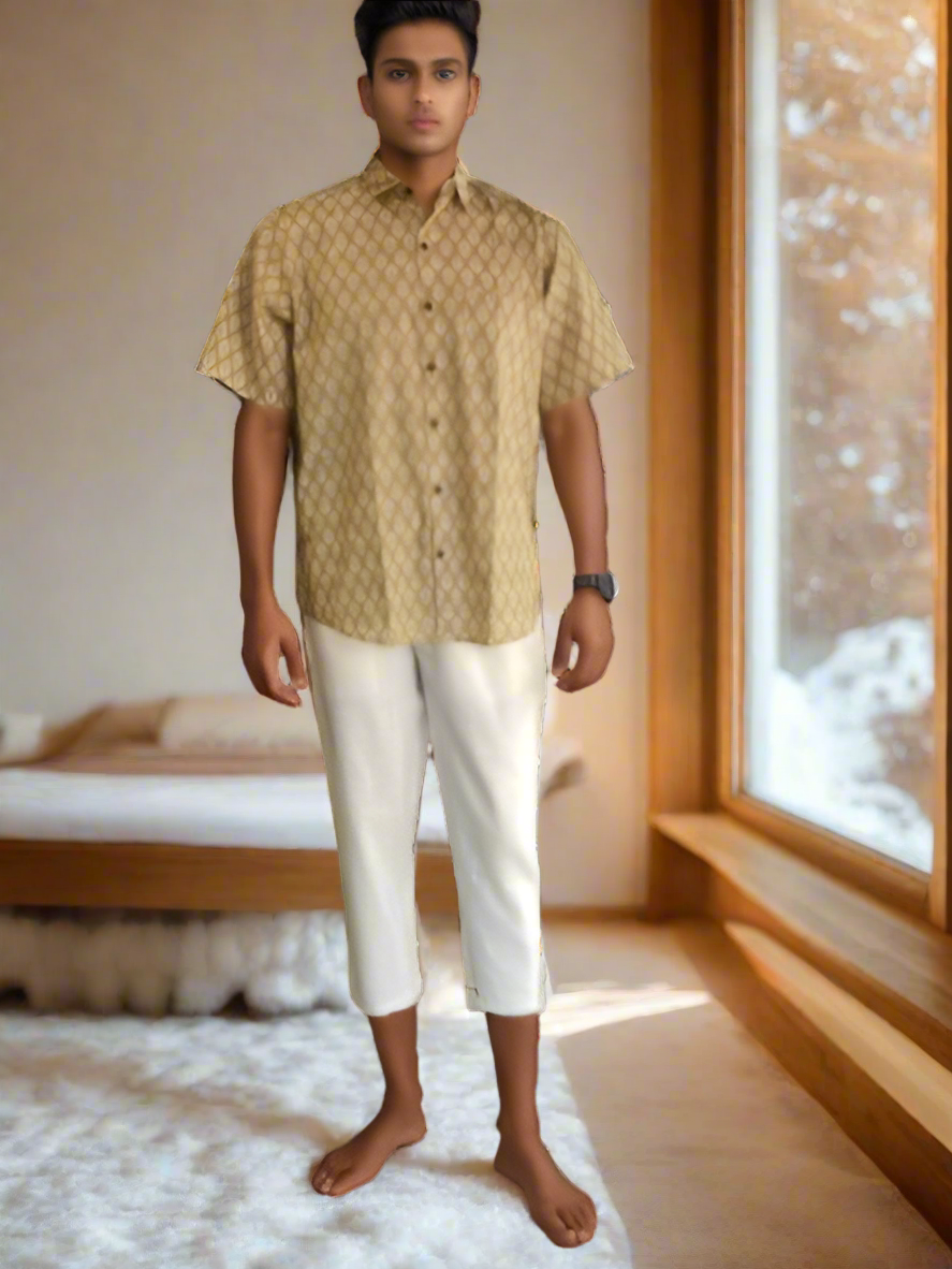 Men’s Ethnic Block Print Cotton Shirt – Earthy Elegance by Natural Fab