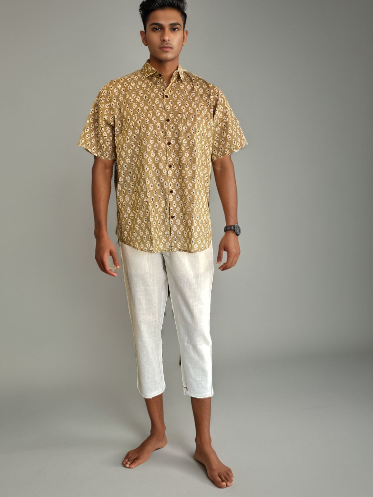 Men’s Ethnic Block Print Cotton Shirt – Earthy Elegance by Natural Fab