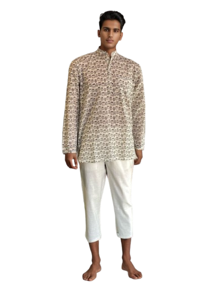 Men’s Printed Cotton Kurta – Elegant Comfort by Natural Fab