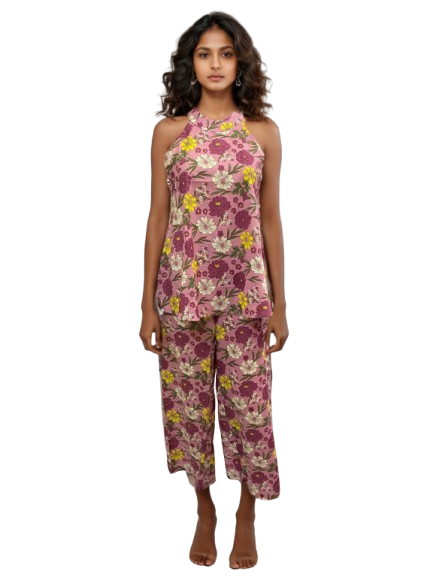 Natural Fab Women’s Halter Neck Co-Ord Set – Stylish 2-Piece Outfit for Casual