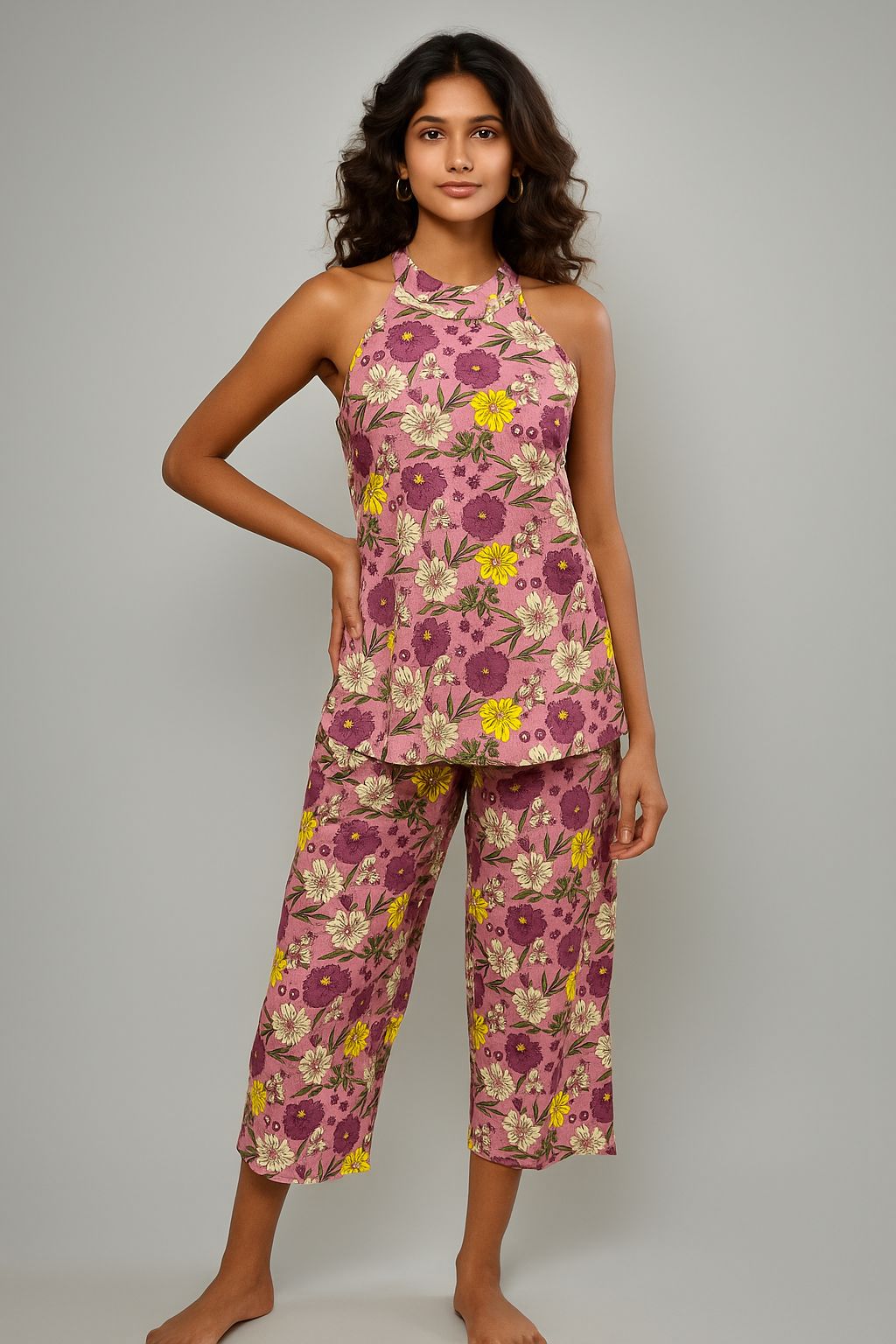 Natural Fab Women’s Halter Neck Co-Ord Set – Stylish 2-Piece Outfit for Casual
