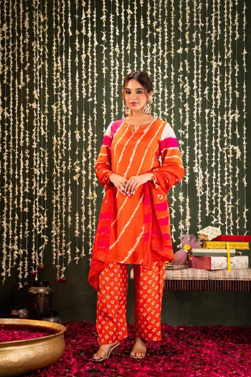 Women’s Maslin Silk Kurti Set with Dupatta | Elegant Festive & Party Wear Ethnic Outfit