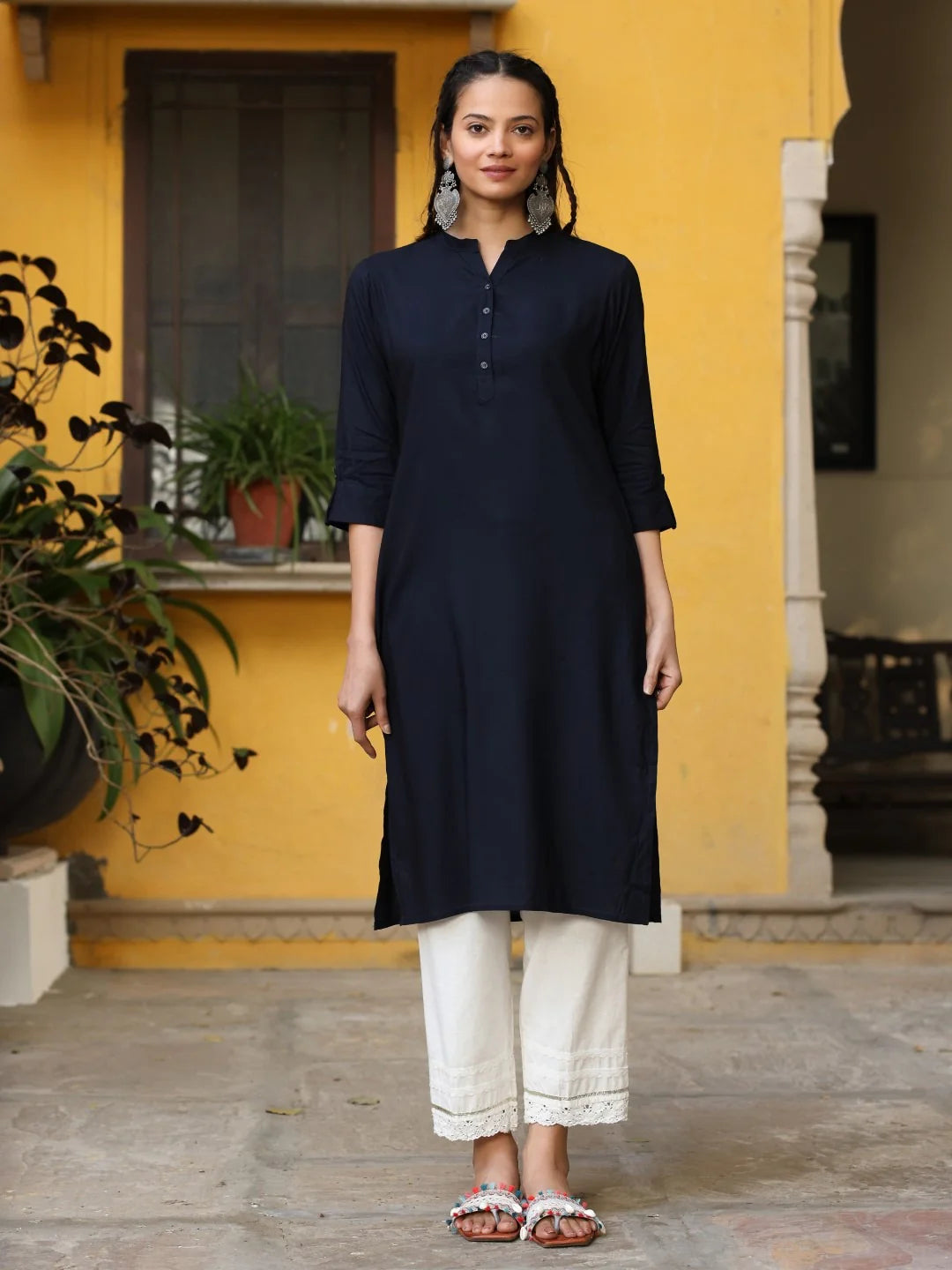 Natural Fab India Kurti Black Regular Kurti for Girls and Womens