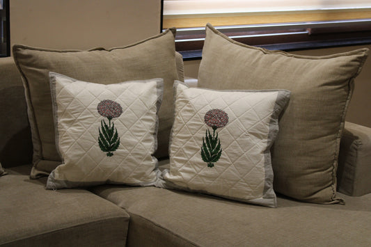 Floral Embroidered Cushion Covers  Quilted