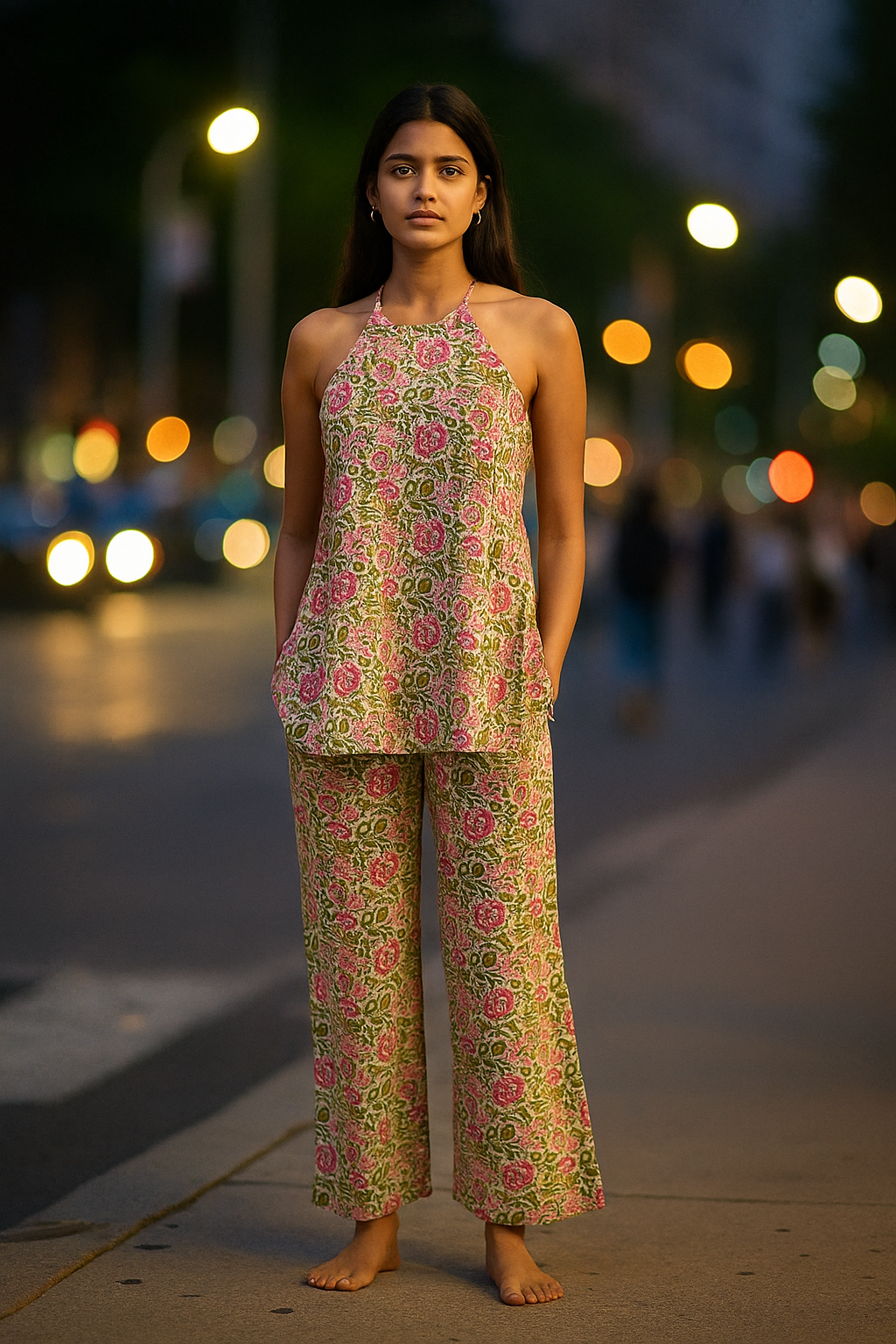 Floral Halter Neck Co-ord Set – Timeless Comfort & Style