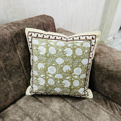 Vintage Beige & White Quilted Floral Cushion Cover
