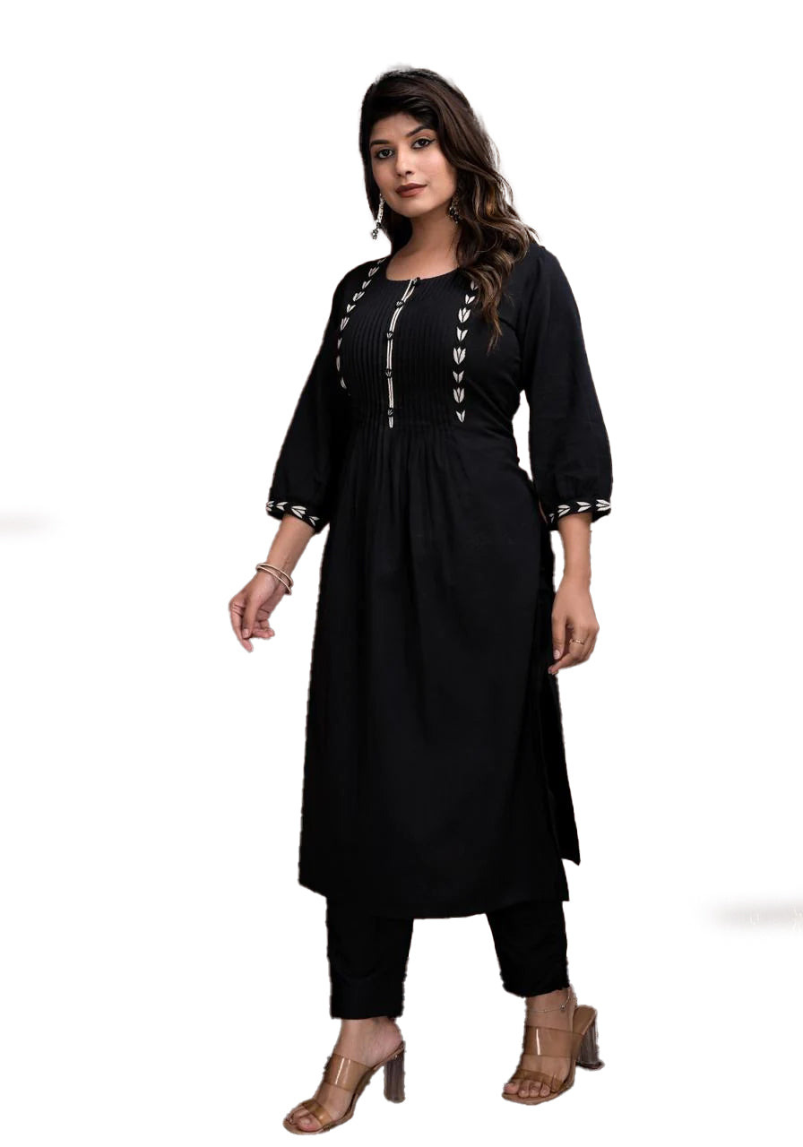 Elegant Black Zari Neck Embroidery for Women.