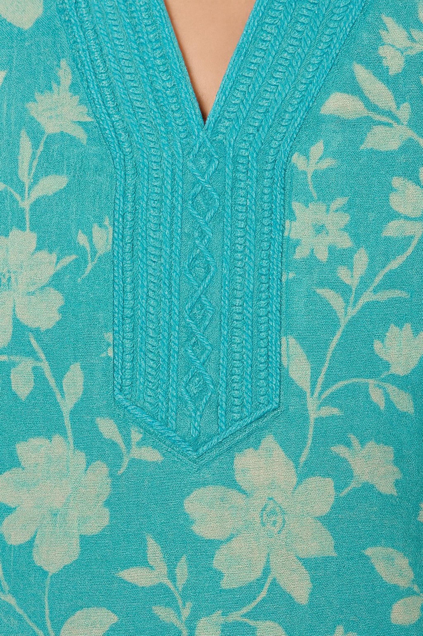 Blue Floral Print Cotton Kurti Set with Striped Dupatta – Summer Ethnic Wear