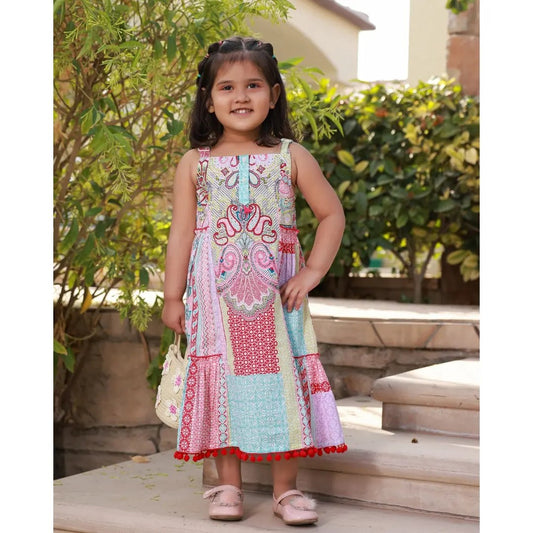 Whimsical Wonderland: Light Pink Kids Dress with All-Over Design