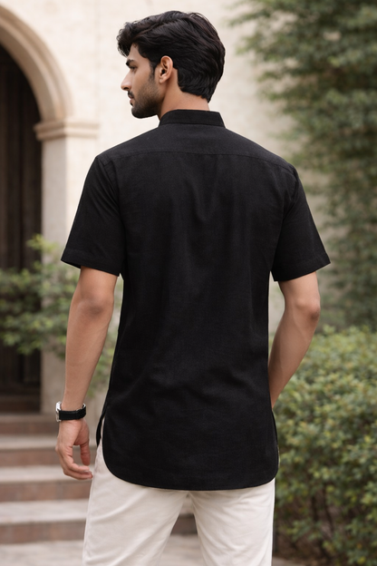 Men’s Cotton Short Kurta – Lightweight Breathable Half Sleeve Casual Ethnic Shirt for Summer