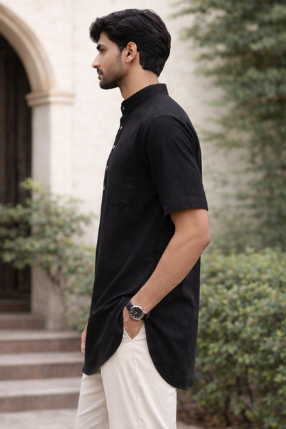 Men’s Cotton Short Kurta – Lightweight Breathable Half Sleeve Casual Ethnic Shirt for Summer