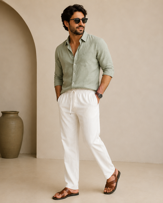 Men's White Khadi Pant