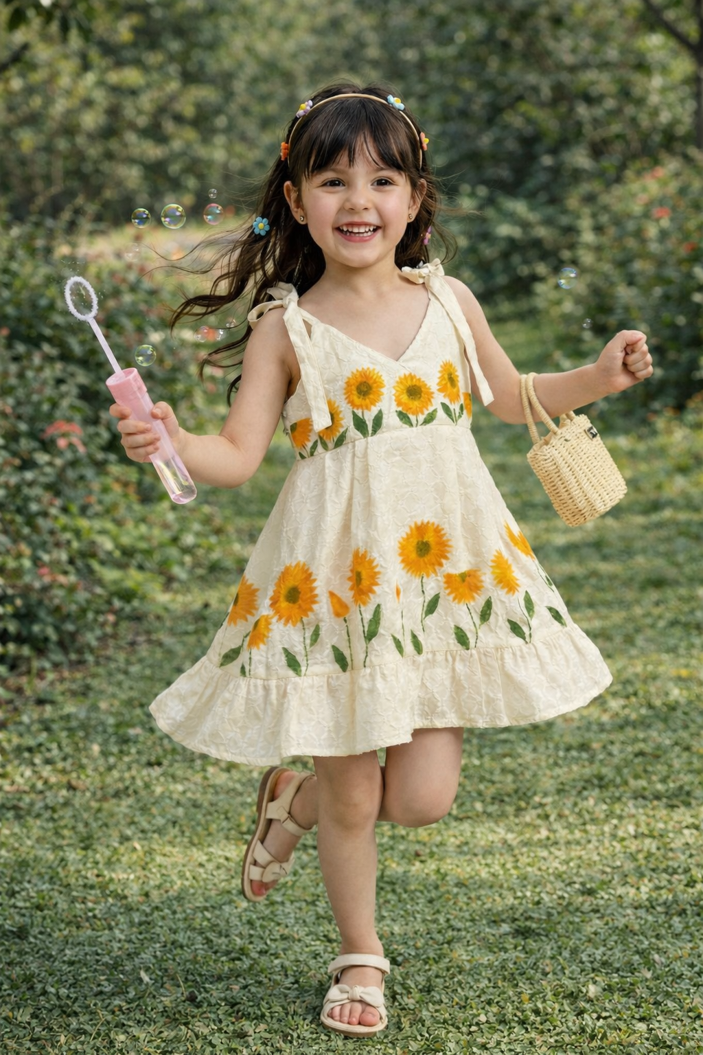 Girls Cotton Summer Dress – Floral Printed Kids Dress, Sleeveless Lightweight Baby Girl Party & Casual Wear
