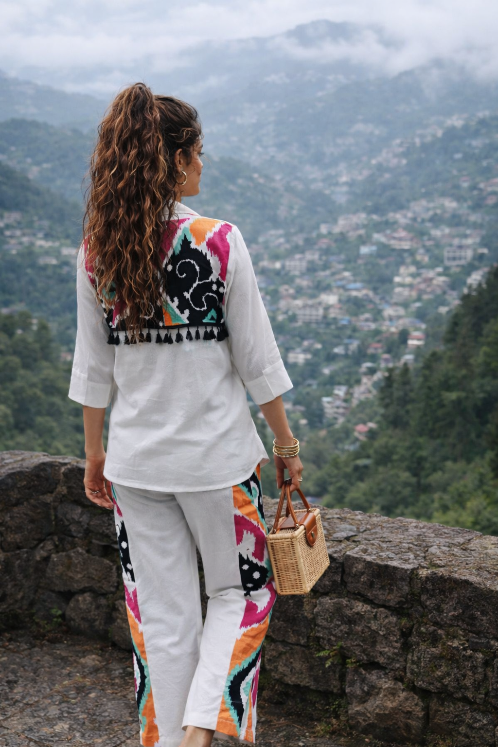 Women’s Printed Cotton Co-Ord Set – Ethnic Shirt Style Top & Straight Pant Casual Designer Outfit