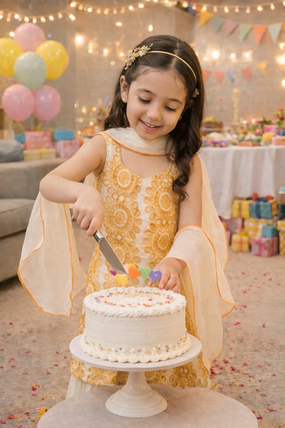 Girls Pure Cotton Ethnic Sharara Set – Embroidered Kurti with Flared Pants & Dupatta | Kids Festive Party Outfit