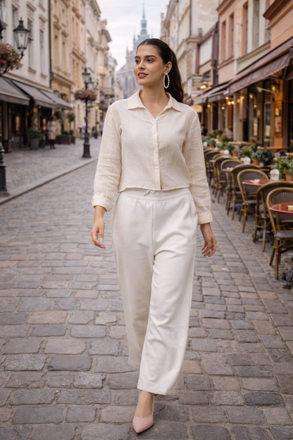 Women’s Cotton Button Down Shirt – Elegant Casual Long Sleeve Collared Top for Office, Travel & Everyday Wear