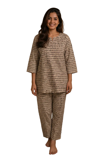 Women Pure Cotton Printed Night Suit Set |  Comfortable Sleepwear & Home Wear