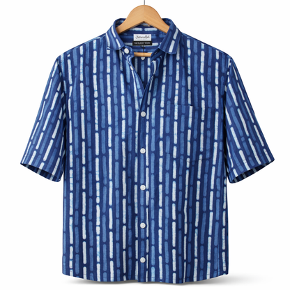 Men’s 100% Cotton Hand Block Printed Shirt – Natural Dyed Premium Casual Wear