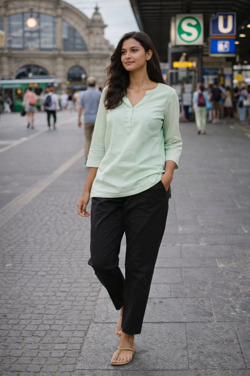 Women Khadi Black Pant