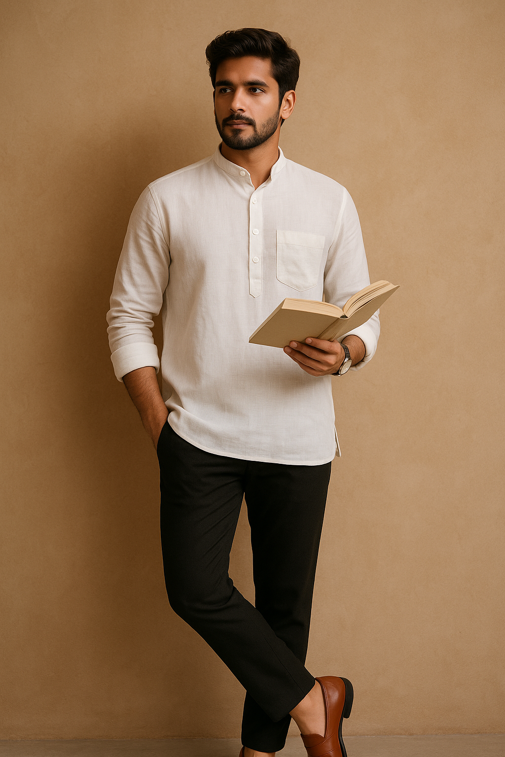 MEN BLACK SHORT KURTA