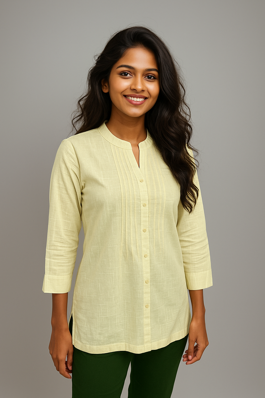 Button-Down Short Kurti – Casual Cotton Chic
