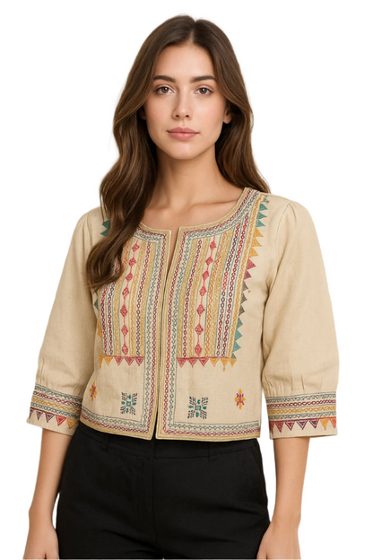 Crop Jacket with Intricate Embroidery