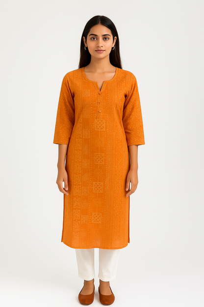 Women’s Khadi Cotton Kurta with Sleeves – Stylish Daily Wear