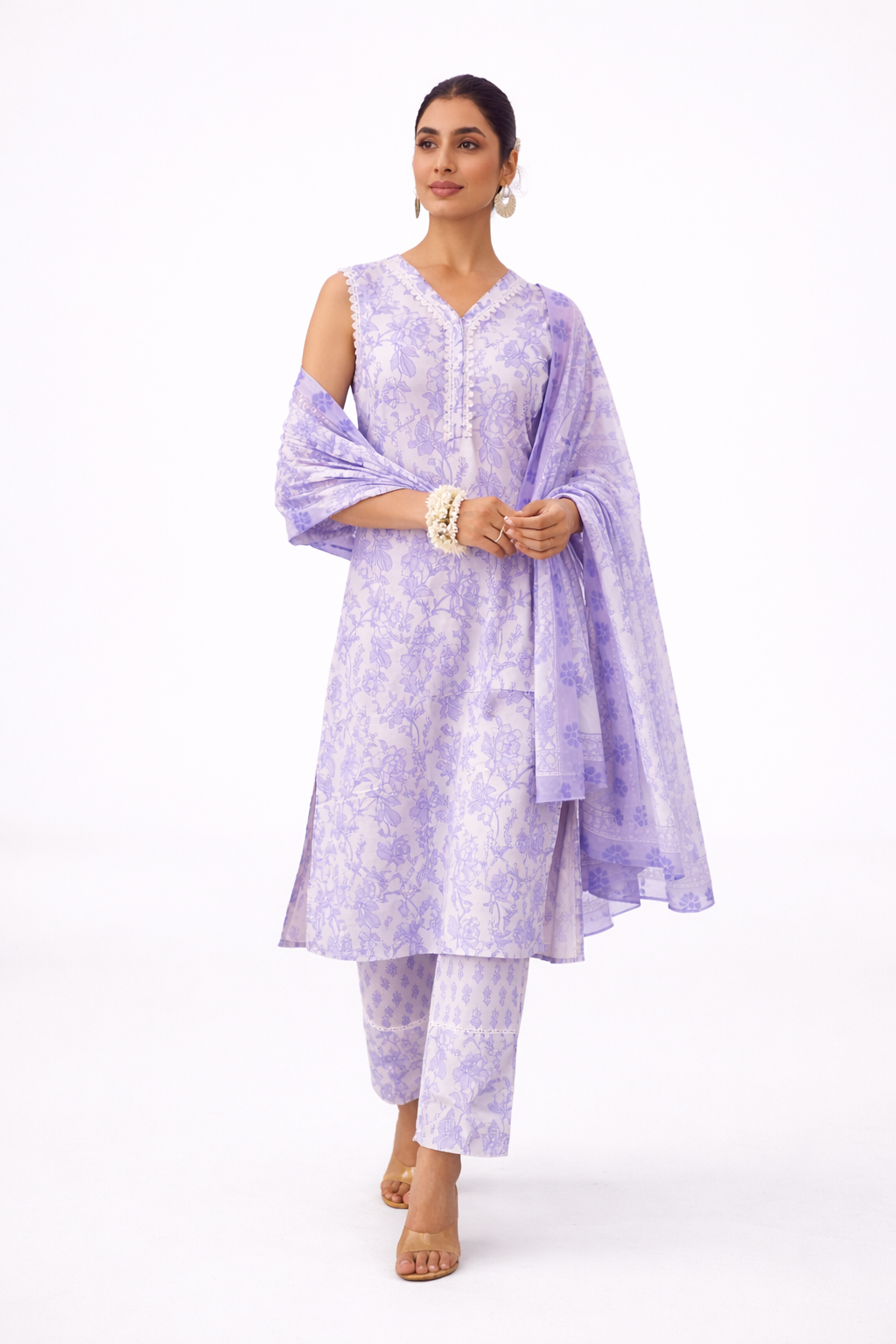 Women’s Floral Printed Cotton Kurti Set with Dupatta – Elegant Kurta Pant Ethnic Suit for Festive & Casual Wear
