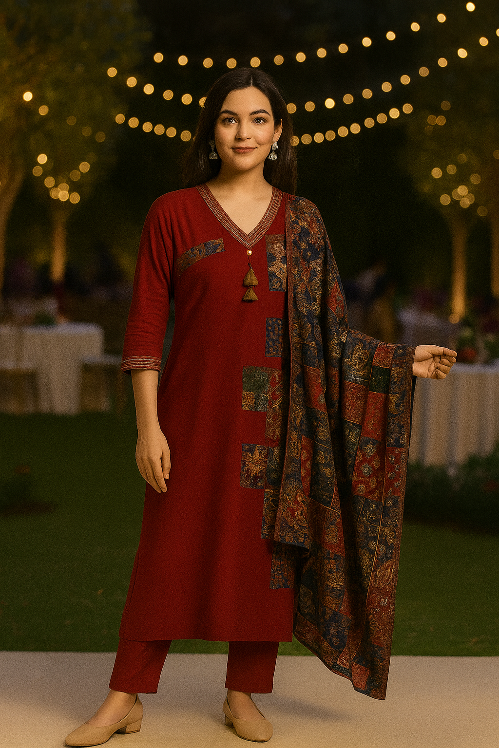 Maroon Cotton Printed Kurti Set with Dupatta – Elegant Ethnic Wear for Women | Natural Fab