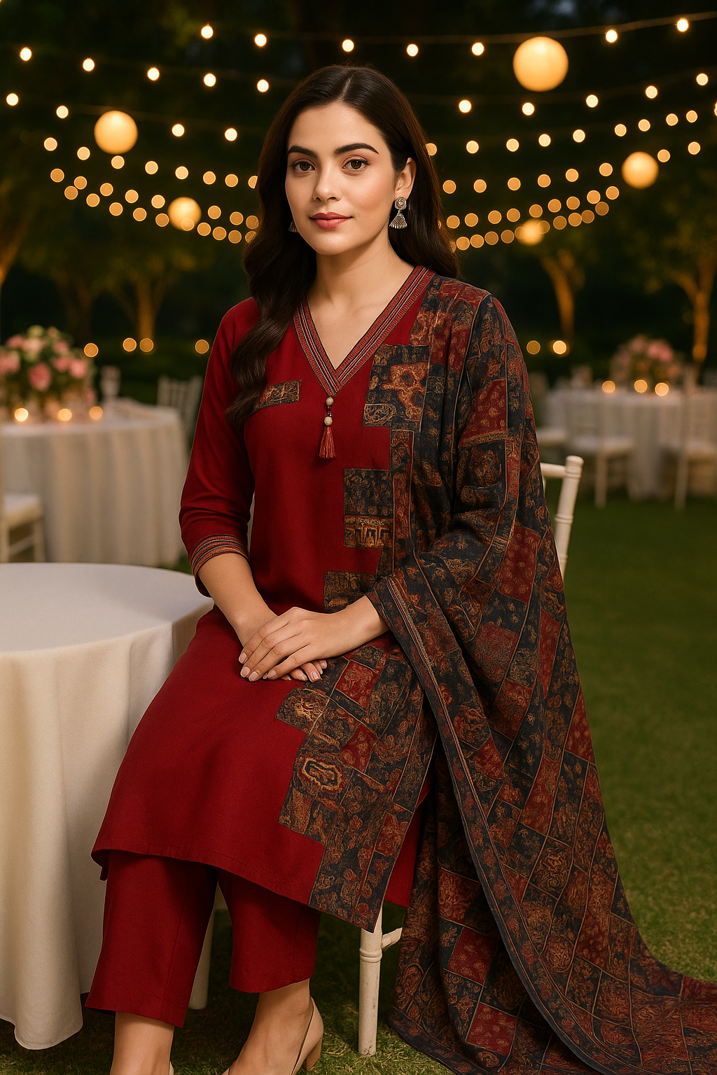 Maroon Cotton Printed Kurti Set with Dupatta – Elegant Ethnic Wear for Women | Natural Fab