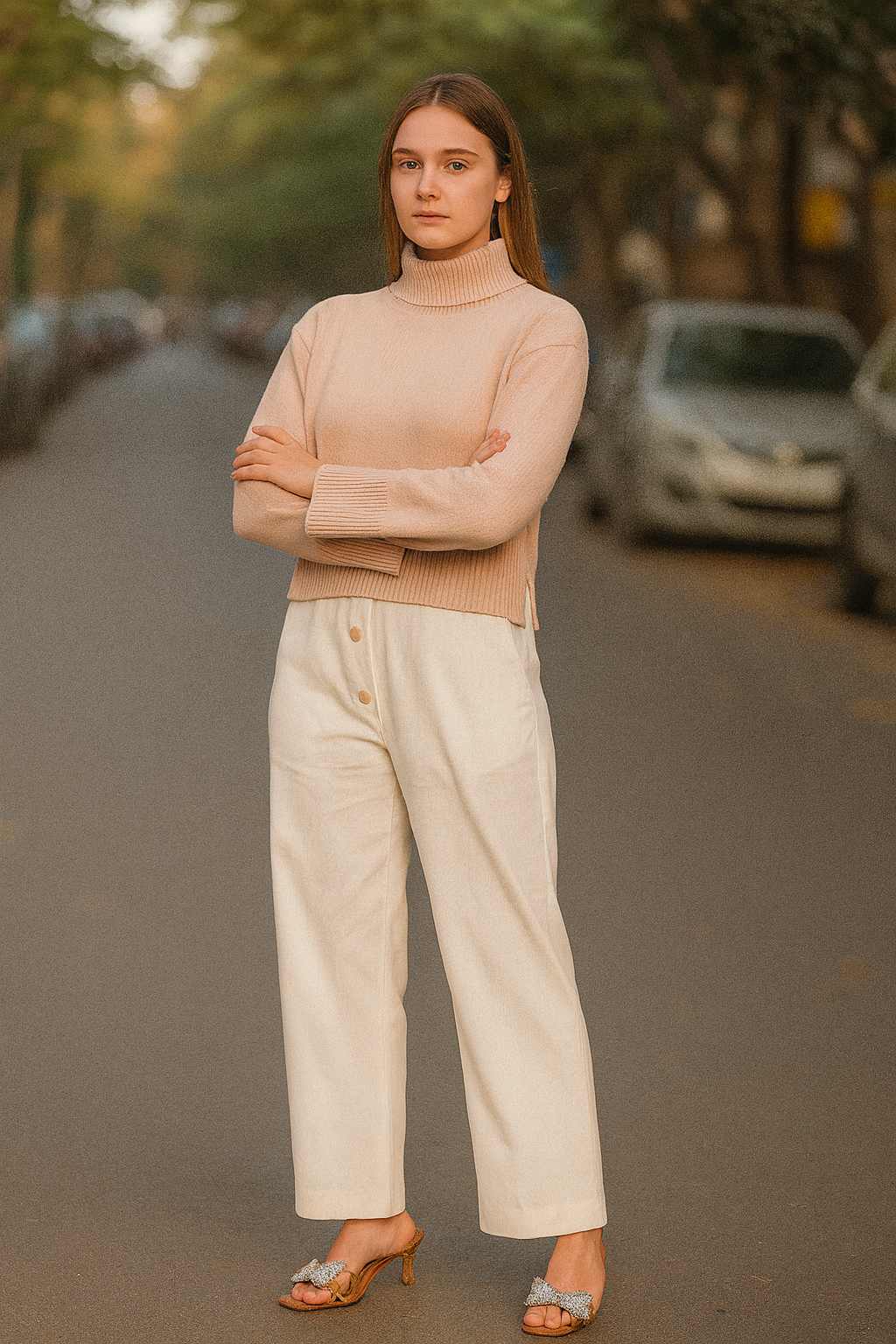 Women’s White Khadi Palazzo Pants – High Waist Wide-Leg Trousers | Handwoven Cotton