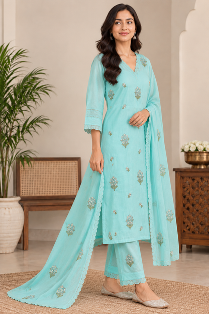 Naturalfab Women’s Mal Cotton Kurti Set | Lightweight Breathable Ethnic Outfit for Daily Wear