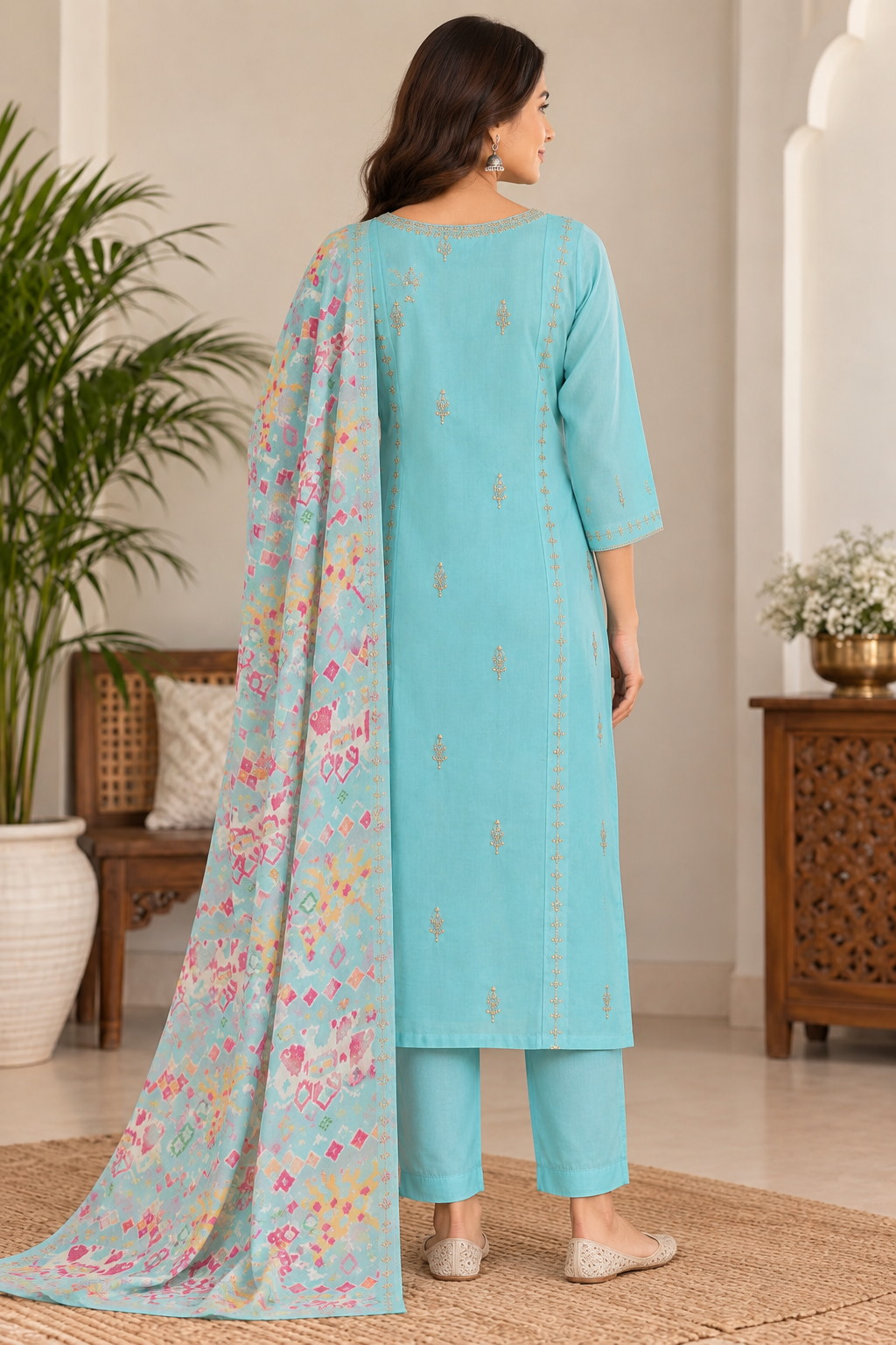 Naturalfab Women’s Chanderi Kurti Set | Elegant Lightweight Ethnic Outfit for Festive & Casual Wear