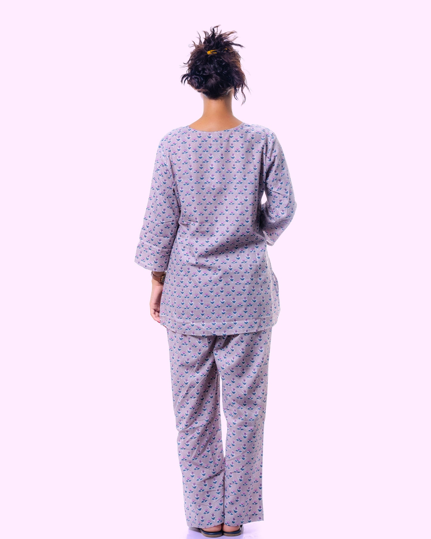 Sky Blue Mufti Print Night Suit for women